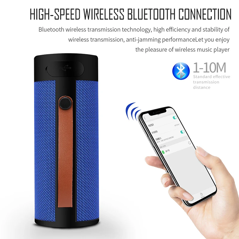 For T4 outdoor sports bluetooth speaker wireless audio column portable AUX TF card player hands-free with microphone subwoofer |