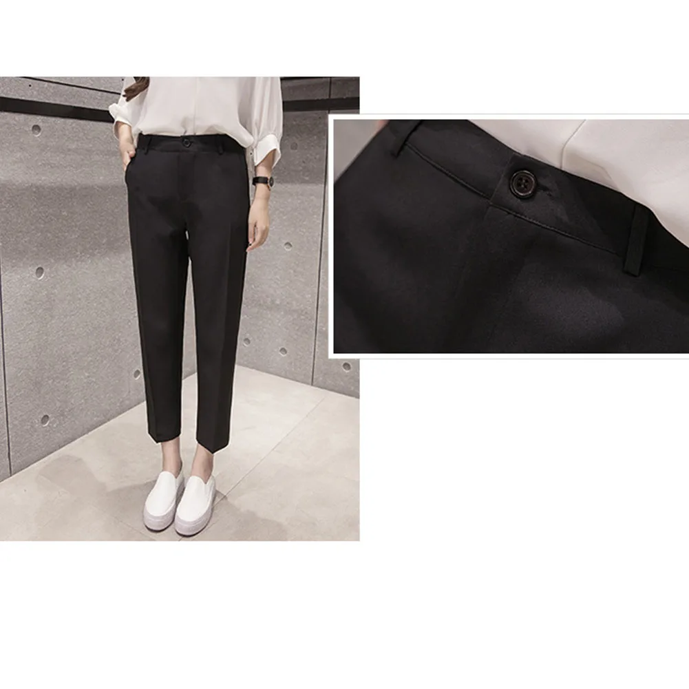 Для женщин офисные Модные шаровары прямые ноги OL стиль девять брюки для девочек