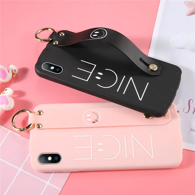 Lovebay Модный милый ТПУ чехол для iPhone X Smile с кольцом струнный ремень-лента чехлы 8 7 6 S
