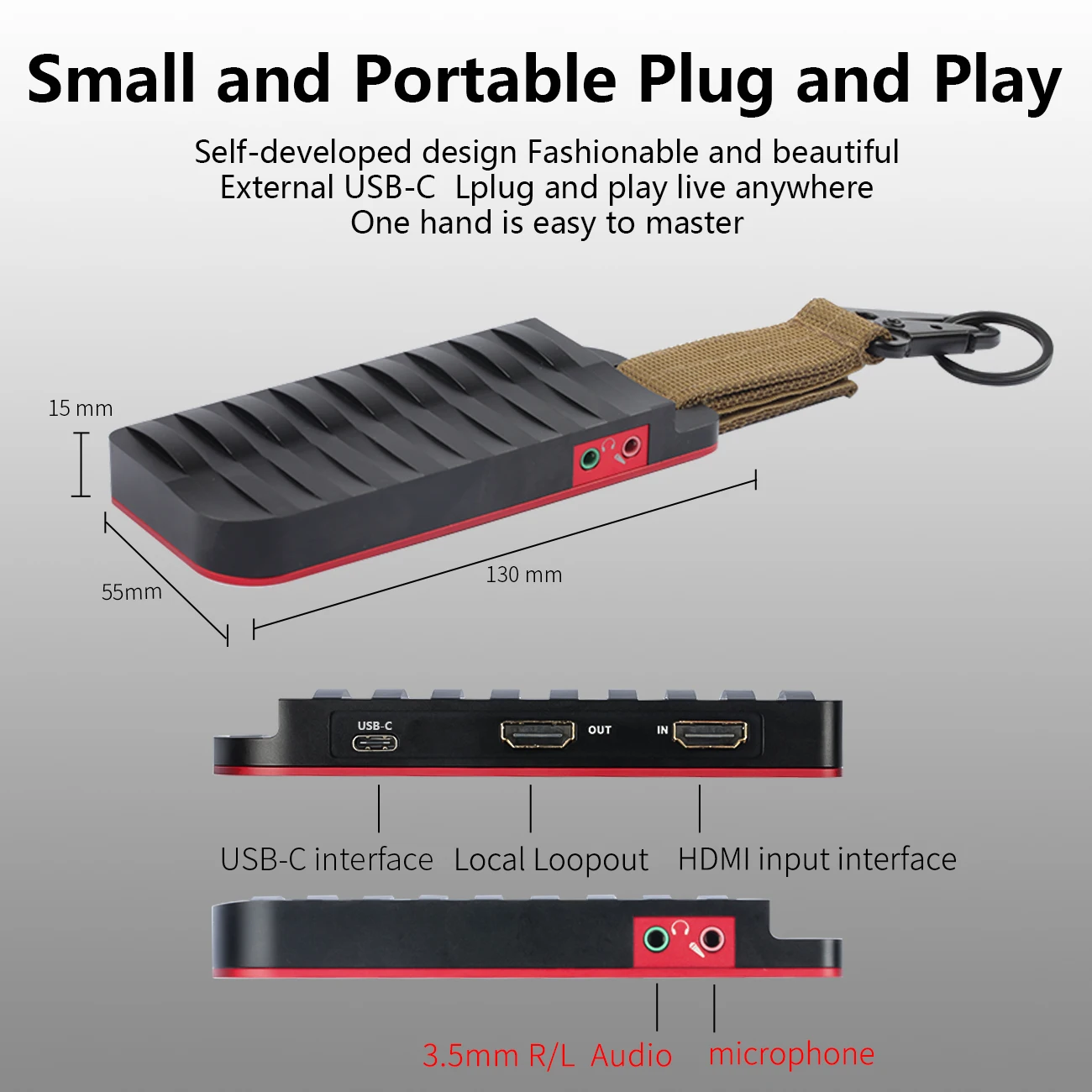 MiraBox HDMI Type-C Карта видеозахвата 4K 30FPS с входом микрофона и проходом для PS3/PS4 Xbox |
