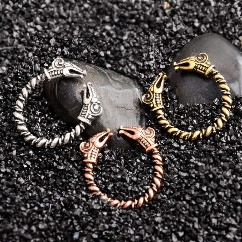 

Fashion Norse Viking Wolves Rings Men Finger Ring 3 Colours Punk Gothic Party Engagement Gifts Adjustable Retro Open Ring
