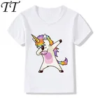 Детская футболка с единорогом, летняя повседневная футболка с коротким рукавом для мальчиков и девочек, HKP2197, 2019