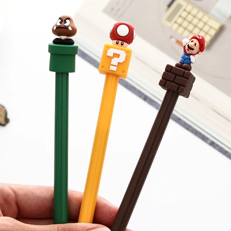 

30 pcs/lot Super Mario Gel Pen for writing Cute black ink Signature Escolar Papelaria School Office Supply Promotional Gift