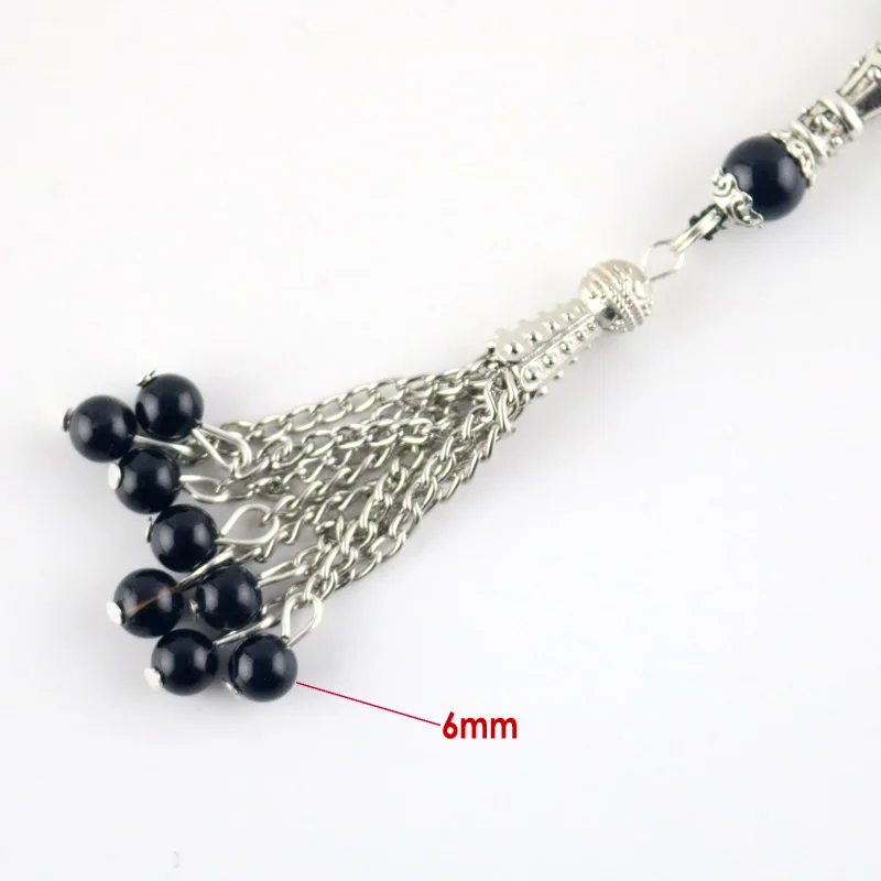 Оригинальные черные круглые декоративные бусины из агата 33 мусульманские четки