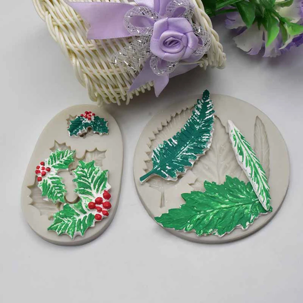 Christmas Style Leaf Fondant Mould Cake Decor Chocolate Paste Mold DIY Sugarcraft Bake Tool |