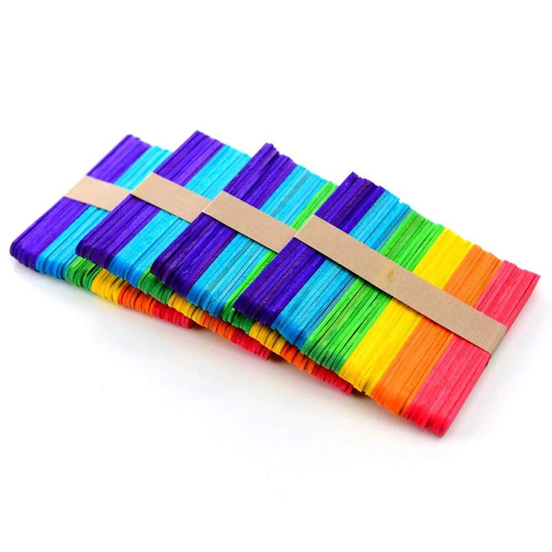 400PCS Rainbow color Wood Craft Popsicle Sticks for DIY Art Crafts 11.4cm |