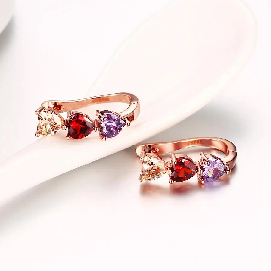 

KITEAL New Arrival!! Gold color women earrings Heart-shaped three-color drop earrings Valentine's Day gift ear cuff bone