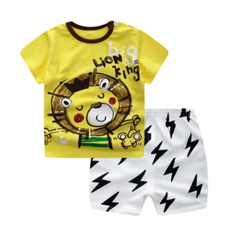Летние комплекты одежды для маленьких мальчиков 2 предмета детская одежда с