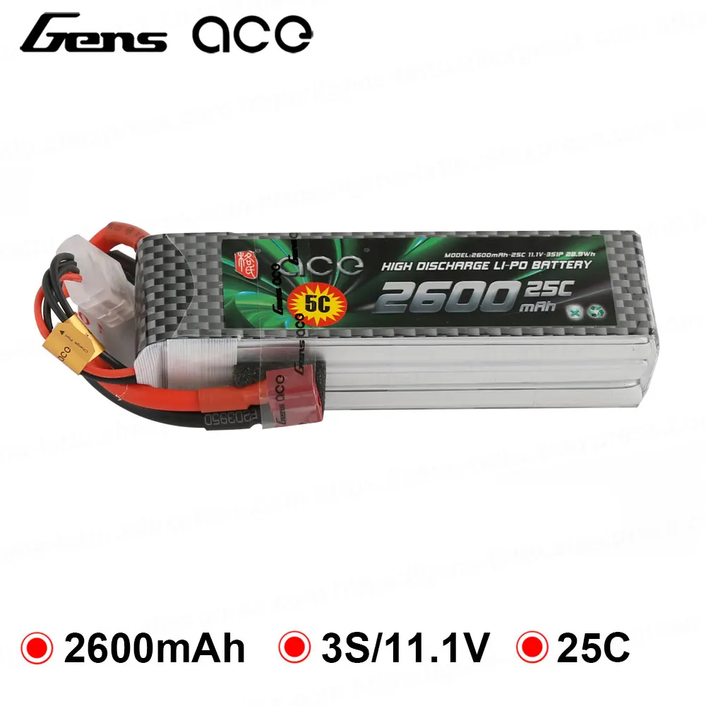 Аккумулятор Gens ace Lipo 11 1 В 2600 мАч 3S аккумулятор 25C T Plug батареи для радиоуправляемых