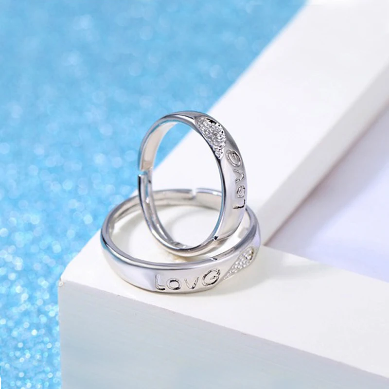 Trendy Wedding Rings 925 Sterling Sliver Couple for Women Men Love Heart Shape Engagement Ring Jewelry Bijoux JN0370 | Украшения и