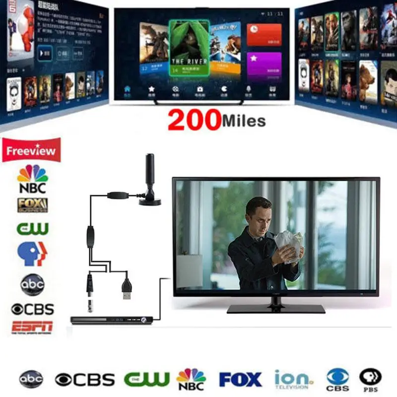 

Двойной усилитель 1080P внутренняя цифровая HDTV ТВ антенна с усилением 200 миль диапазон антенна цифровая HD Skywire 4K антенна r30