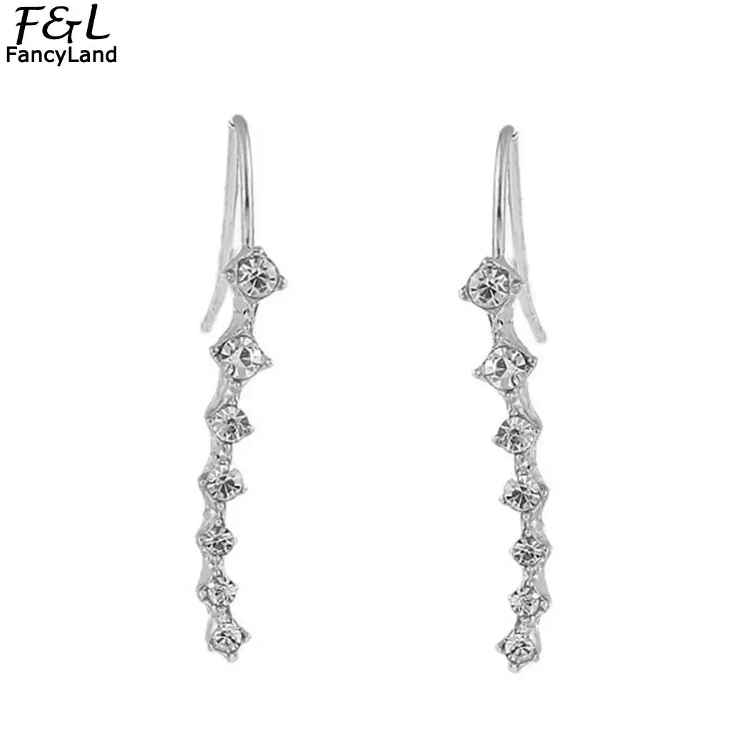 Women Fashion Elegant Style Rhinestone Line Type 1.7g Geometry Casual Stud Earrings Hook Jewelry Gift | Украшения и аксессуары
