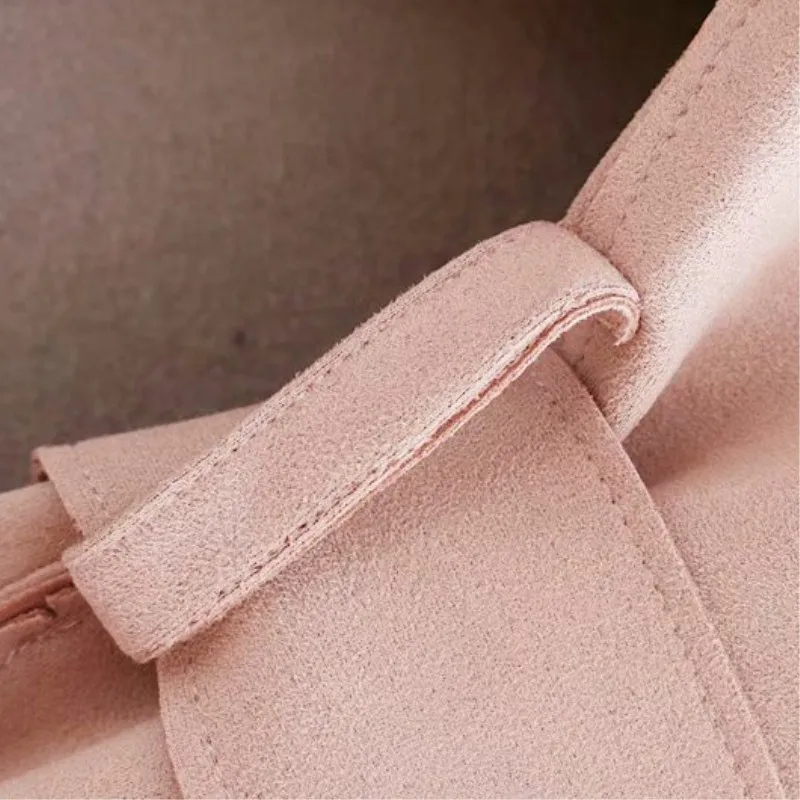 NSZ Для женщин выдалбливают Suede Kimono куртка пальто с поясом Прохладный Street Wear