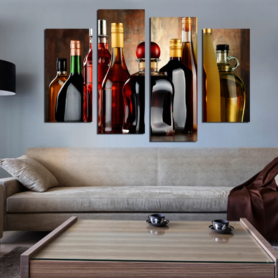 HD Printed modern wine bottle painting wall picture for bar kitchen dining room bedroom home decor art canvas unframed F18861|wall pictures|wine
