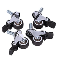 4pcs mini small casters silent wheels with brake universal casters wheel for furniture bookcase drawer 1 inch m8x15mm tpe
