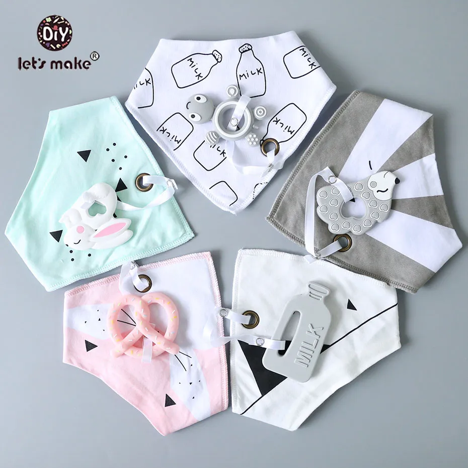 

Let's Make Baby Stuff Bibs & Burp Cloths 1pc Cotton Bib Cartoon Silicone Teether BPA Free Baby Things Feeding Baberos Burp Cloth