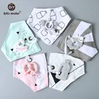 Детские Прорезыватели Let's Make, Детские принадлежности, 1 шт., хлопковый нагрудник, мультяшный силиконовый Прорезыватель без бисфенола А, детские вещи для кормления, нагрудная ткань