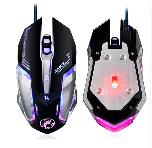 Игровая Проводная оптическая мышь IMICE V8 4000 DPI эргономичная светодиодный
