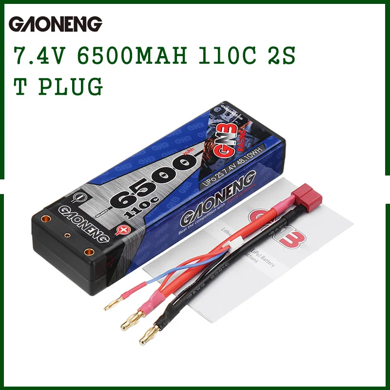 Gaoneng GNB 7 4 В 6500 мАч 110C 2S Lipo батарея с Т образным разъемом для 1:10 1:8 1/8 RC автомобиля