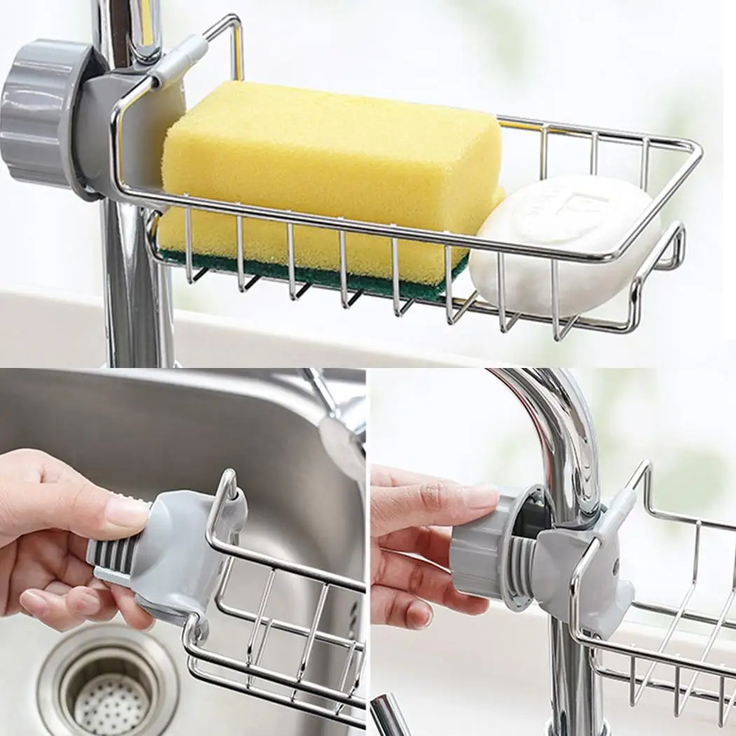 Полка из нержавеющей стали для кухонного шкафа хранения мыла тряпичная губка