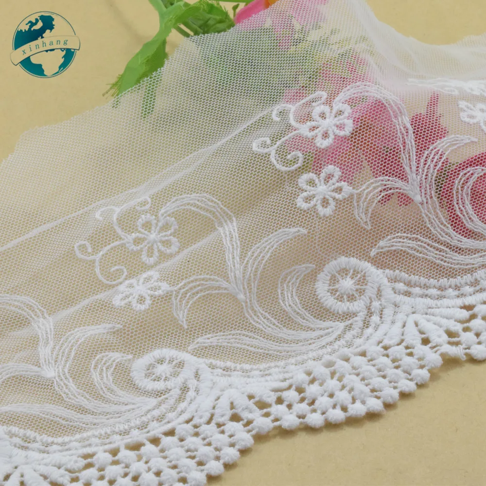 13cm width Cotton embroid lace sewing ribbon guipure trims or fabric warp knitting DIY dolls Accessories wedding lace#3878 | Дом и сад