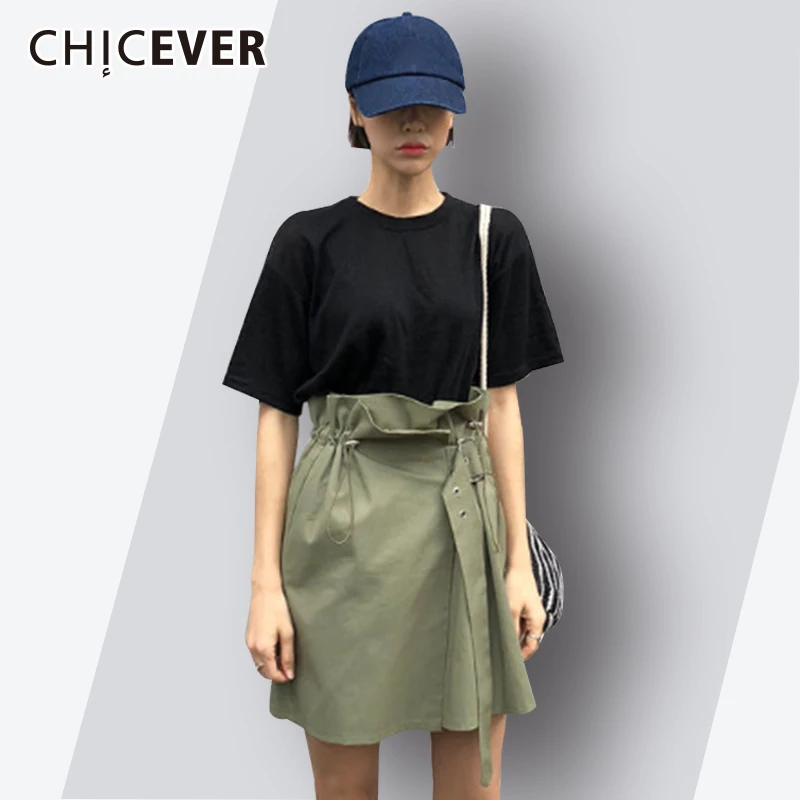 Женская Повседневная мини юбка CHICEVER летняя эластичная с оборками и высокой