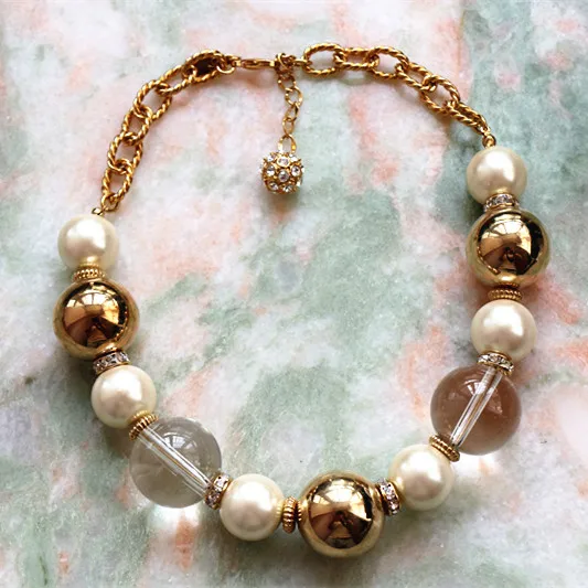 

Pure original metal geometric chain ball necklace