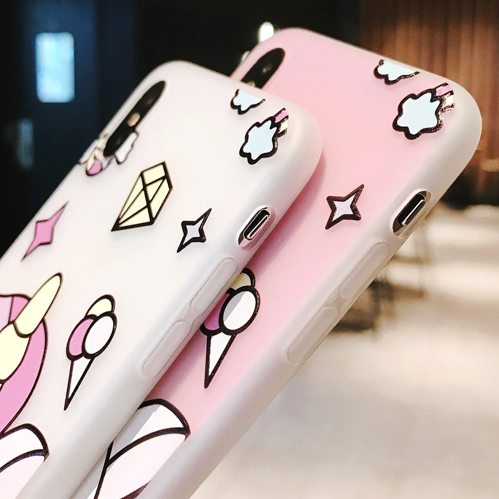 JONSNOW Phone Case For iPhone XS Max XR 6 6S 7 8 Plus Funny Cute Emboss Unicorn Pattern Soft Silicone Cover Cases Capa Fundas |