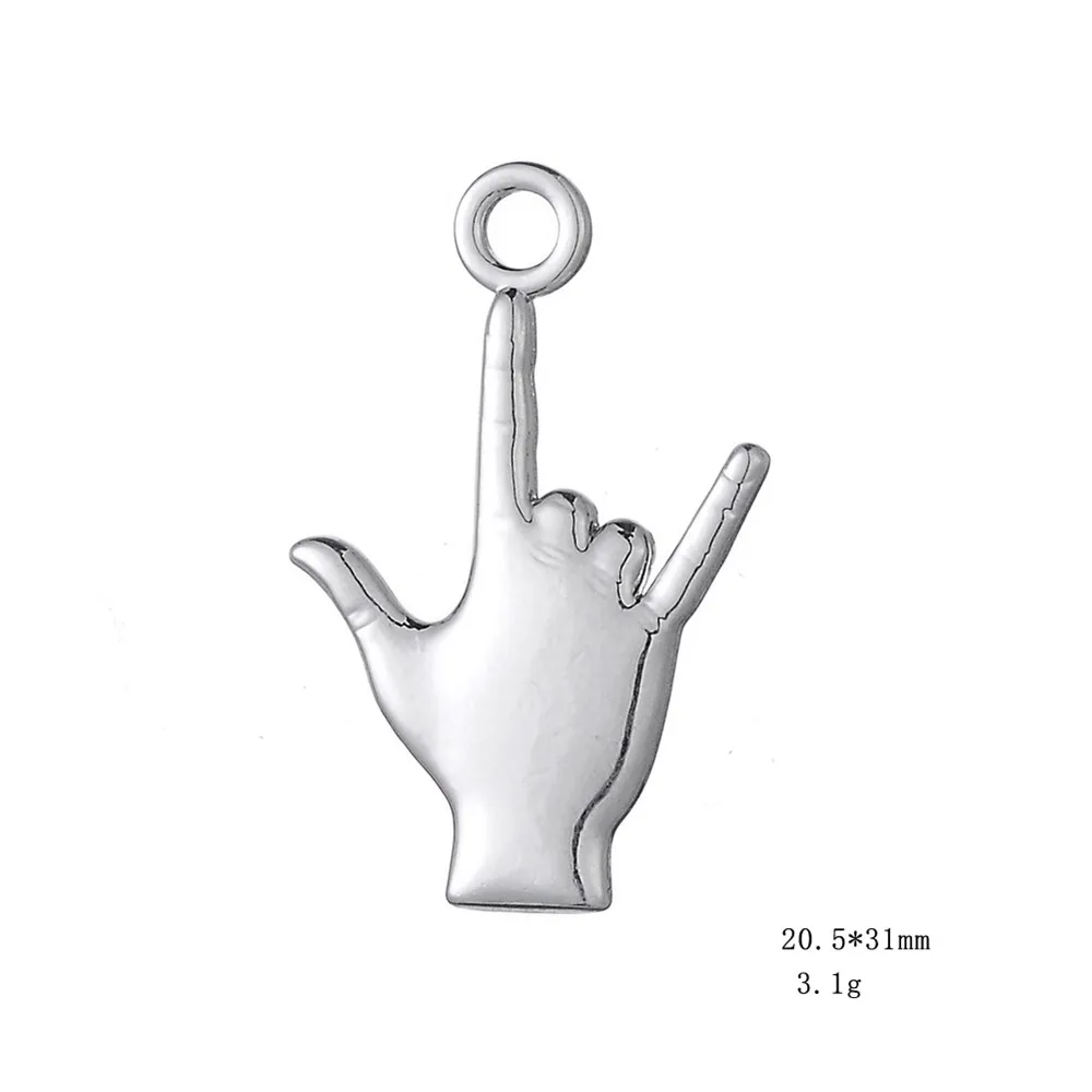 

LIKGREAT 3D Human Hand Gesture Sign Language I Love You Charms for Jewelry Making Findings Accessories Valentine's Day Gifts
