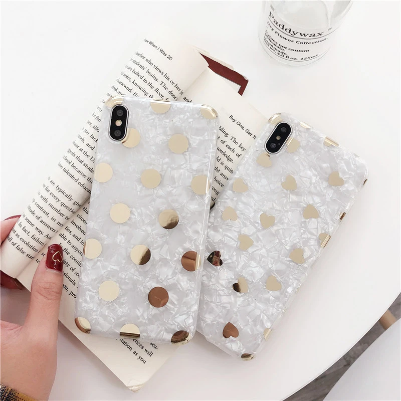 Бронзовая волнистая точка сердце любовь чехол для iPhone X XR XS Max Shell узор 7 8 6 6s Plus