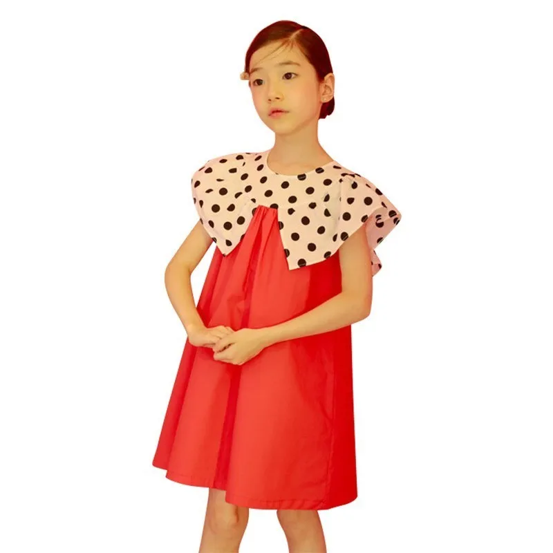 Big Girls Princess Dress 2019 Dot Ruffles Collar Patchwork Teen Kid Clothes Girl Dresses Summer Mother And Daughter Clothing | Детская
