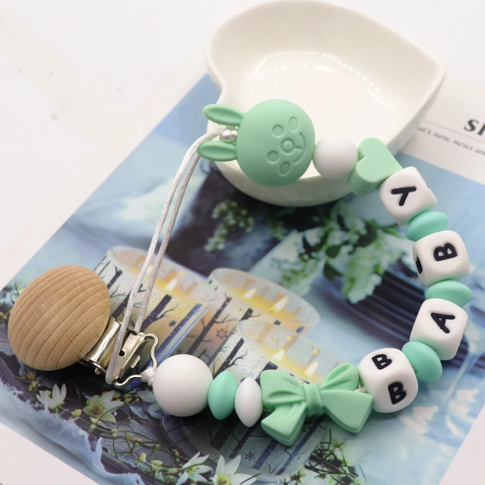 Именная цепочка для соски персонализированная с зажимом силиконовая подвеска в