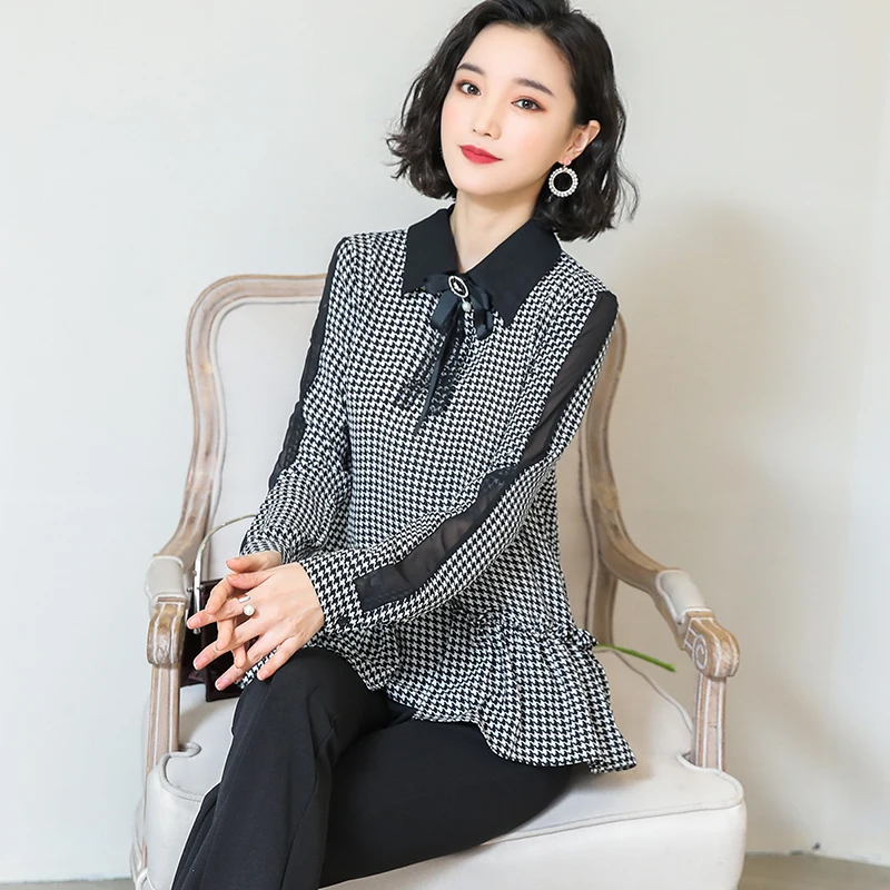 2019 New Spring Women Shirts Full Sleeve Chiffon Loose Plover Render Western Style Blouse Shirt 606 | Женская одежда