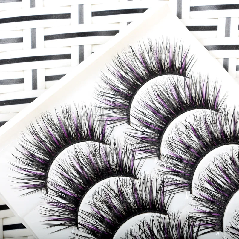 5 пар 3D норковые волосы натуральный крест накладные ресницы длинные грязный