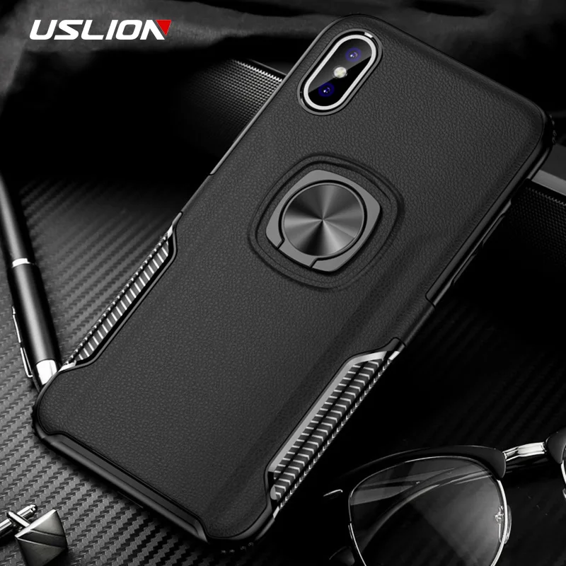 USLION Armor Phone Case for Huawei P30 Pro Lite Ring Holder Back Cover Shockproof Protection TPU + PC Cases Coque |