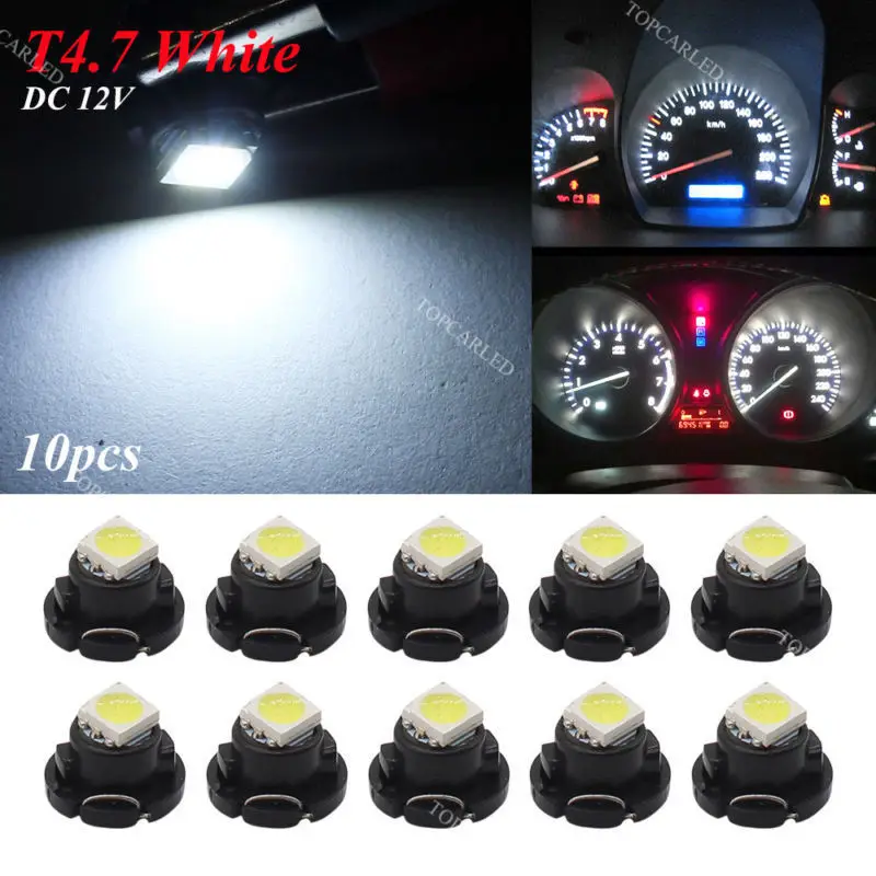 10 шт. T4 T4.7 LED 5050 SMD Светодиодная лампа белая для автомобиля Neo инструмент: клин свет