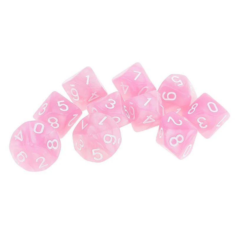 10 шт розовые D10 многогранные кости для подземелий и драконов DND RPG MTG настольной