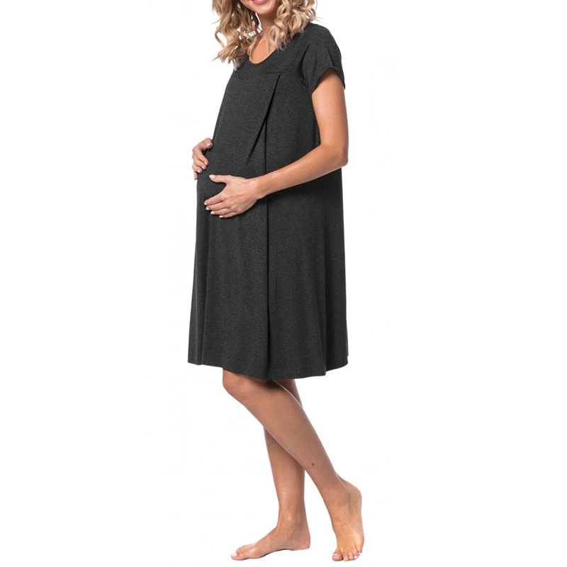 Casual pregnant women breastfeeding dress clothes solid ladies feeding women's dresses home service | Мать и ребенок