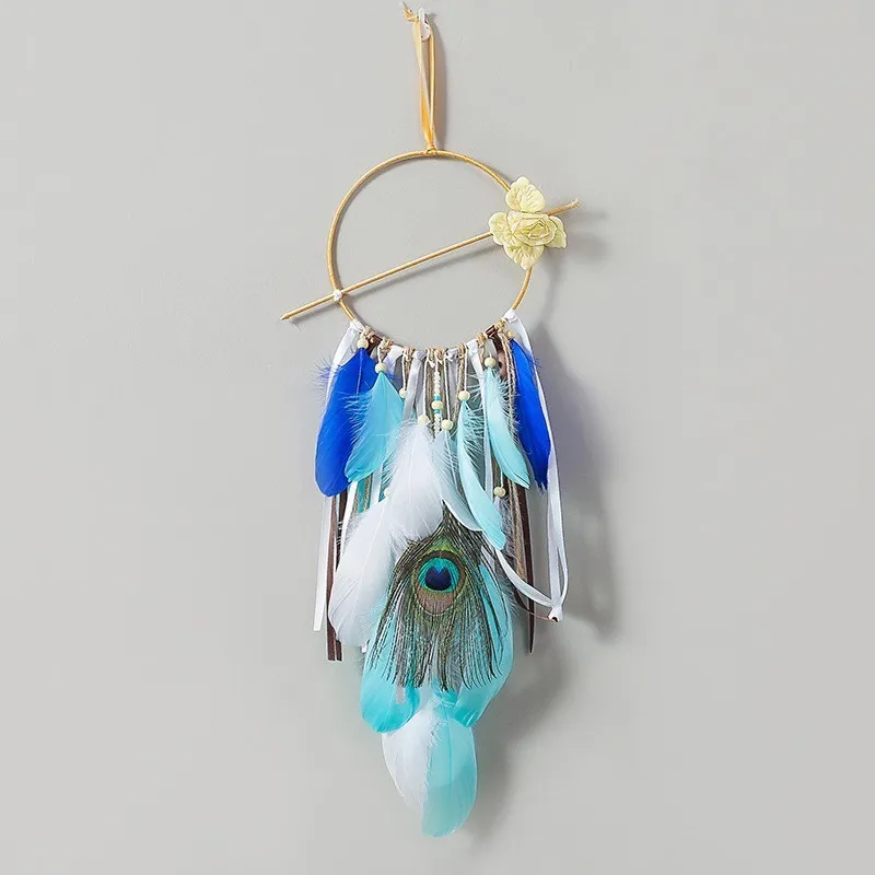 Освещение Dream Catcher висит DIY светодиодный светильник Искусство отделки перьями