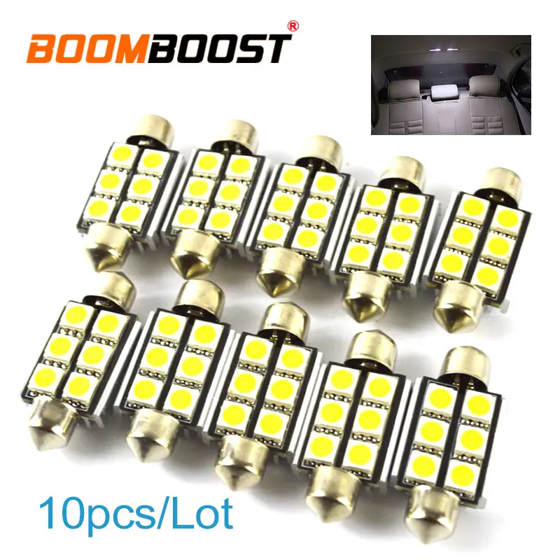 Универсальные внутренние купольные лампы 10X1W 12V festoon 6smd 5050 led 36mmLED Festoon light