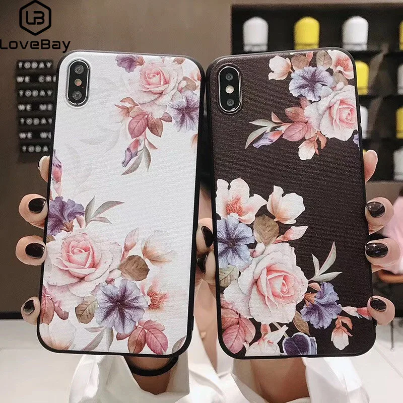 Lovebay ТПУ простой цветок полный Мягкий защитный чехол для IPhone 6 S 7 8 Plus X XS Max XR Coque