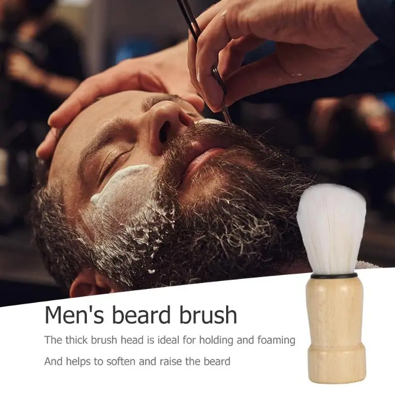 New Men Shaving Brush Salon Facial Beard Shave Tool Razor Cleaning Appliance with Wood Handle Dropshipping | Красота и здоровье