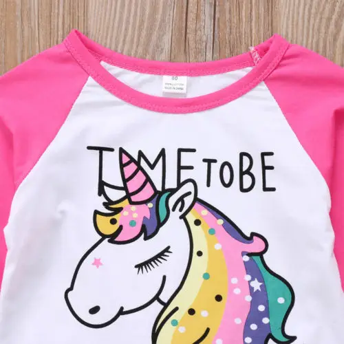 Emmaababy/новый детский топ с единорогом из мультфильма для маленьких девочек