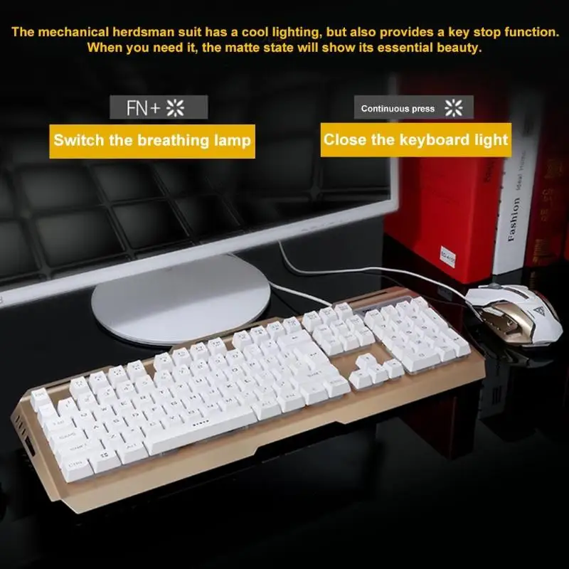 V1 USB Проводная эргономичная 7 цветов LED подсветка Механическая игровая клавиатура