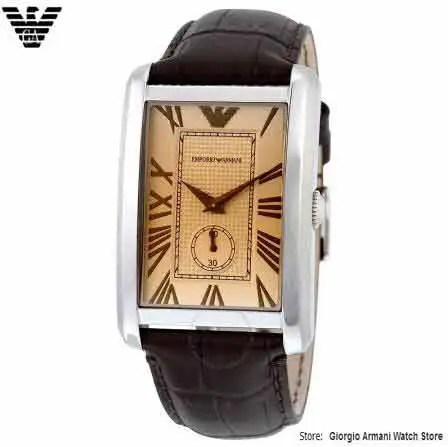 Original Emporio Armani Rectangular Roman numerals dial belt fashion men's quartz watch AR1605 AR2447 | Наручные часы