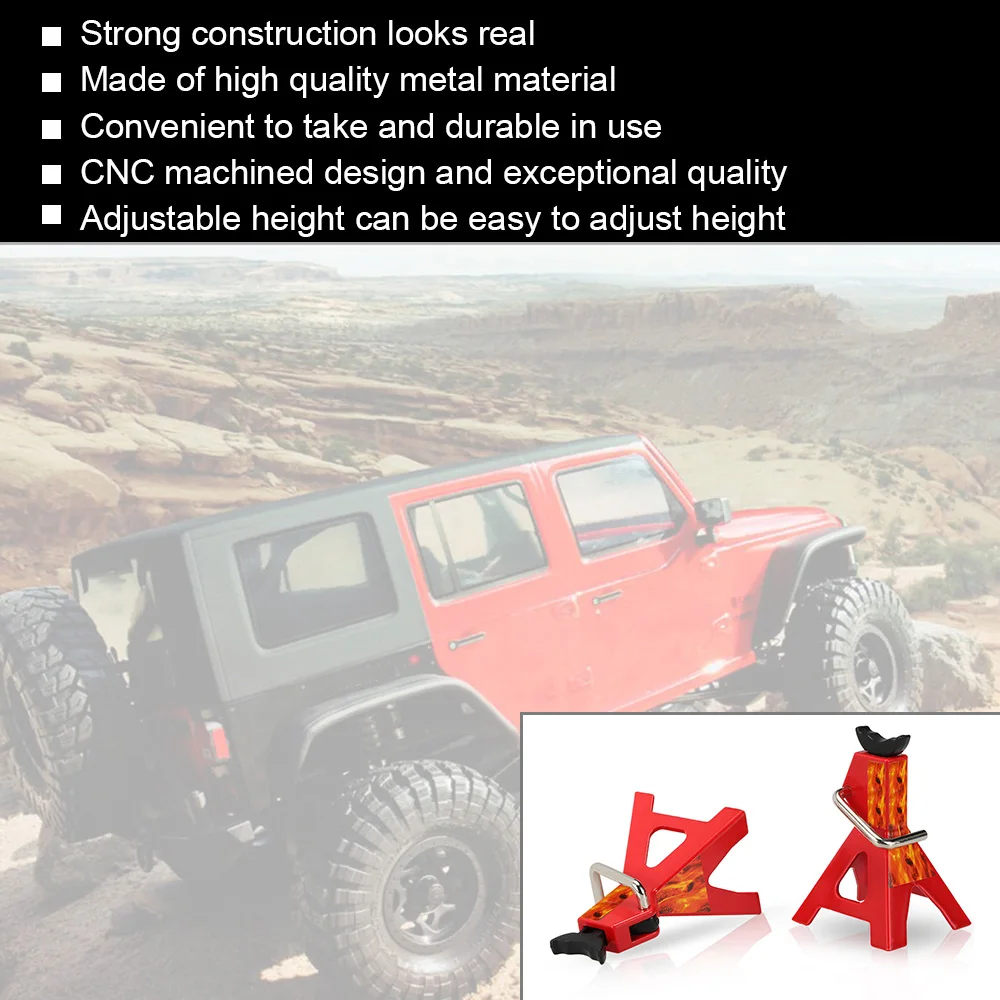 

2 Pcs Simulation Adjustable Height Metal Jack Stand Repairing Tool for 1/10 D90 Axial Wraith SCX10 Rock Crawler RC Car