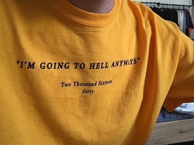 I'm going to hell anyways Футболка модная желтая хлопковая рубашка 90s модная женская футболка goth grunge art эстетические футболки tumblr J999
I'm going to hell anyways Футболка модная желтая хлопковая рубашка 90s модная женская футболка goth grunge art эстетические футболки tumblr J999