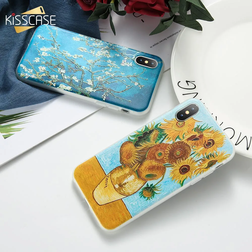 KISSCASE Ван Гог окрашены тиснением чехол для телефона huawei Honor 10 9 Lite 8X 7A 7C P Смарт плюс
