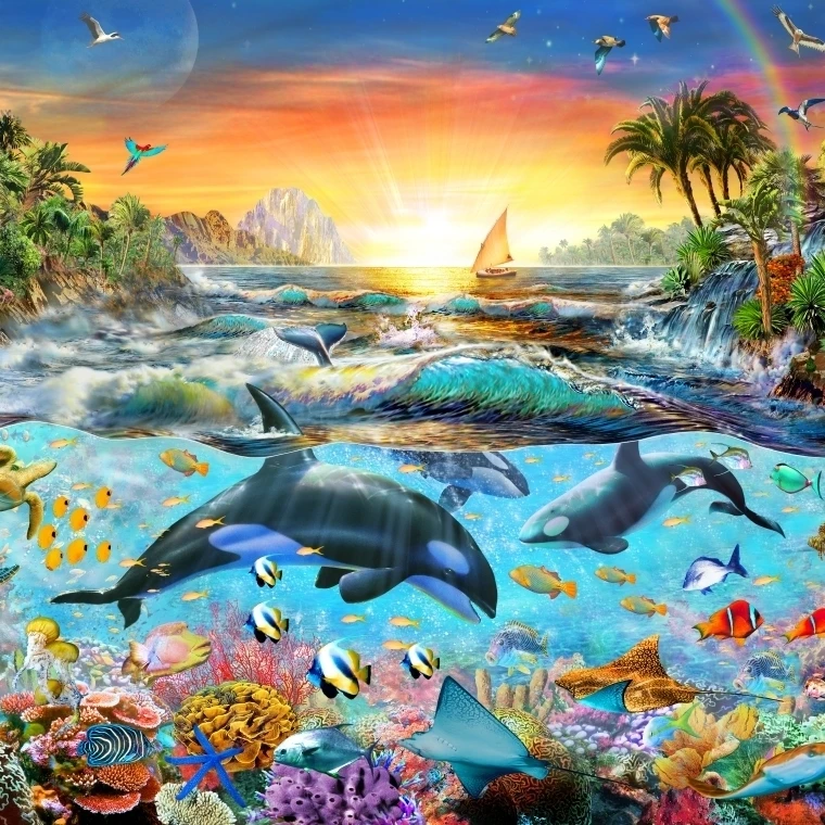 Orca Paradise (вариант 1) постер печать Адриана честермана (12x6)|Таблички и знаки| |