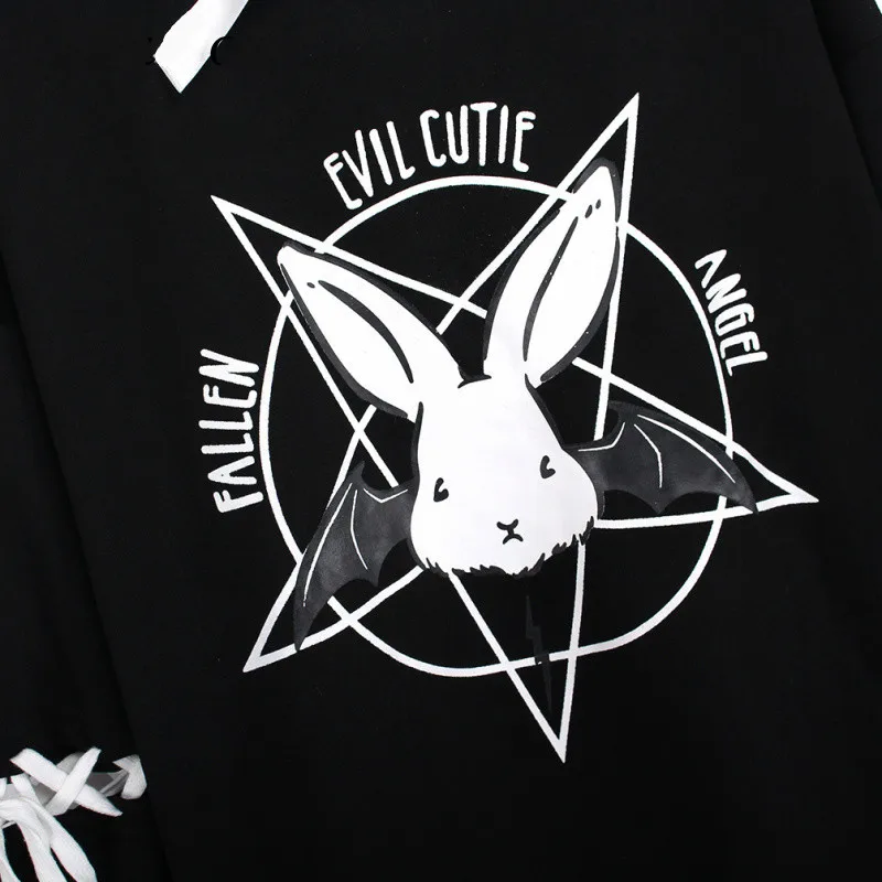 XUXI Harajuku готический панк оверсайз бархатный свитшот с капюшоном пуловер уличная